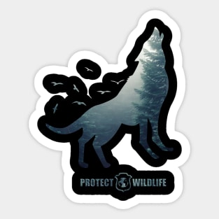 Protect Wildlife - Nature - Wolf Silhouette Sticker